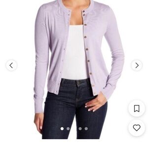 J. Crew Light Purple Button-Up Cardigan cotton small gold buttons